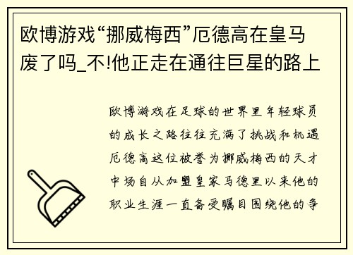 欧博游戏“挪威梅西”厄德高在皇马废了吗_不!他正走在通往巨星的路上