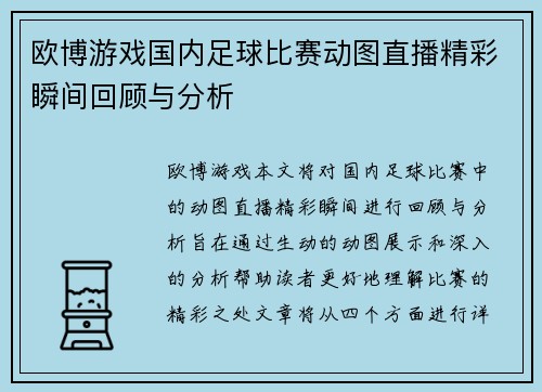 欧博游戏国内足球比赛动图直播精彩瞬间回顾与分析